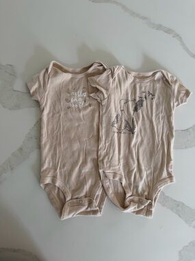 Carter's Light Beige Baby One-Piece Bodysuits - Pair